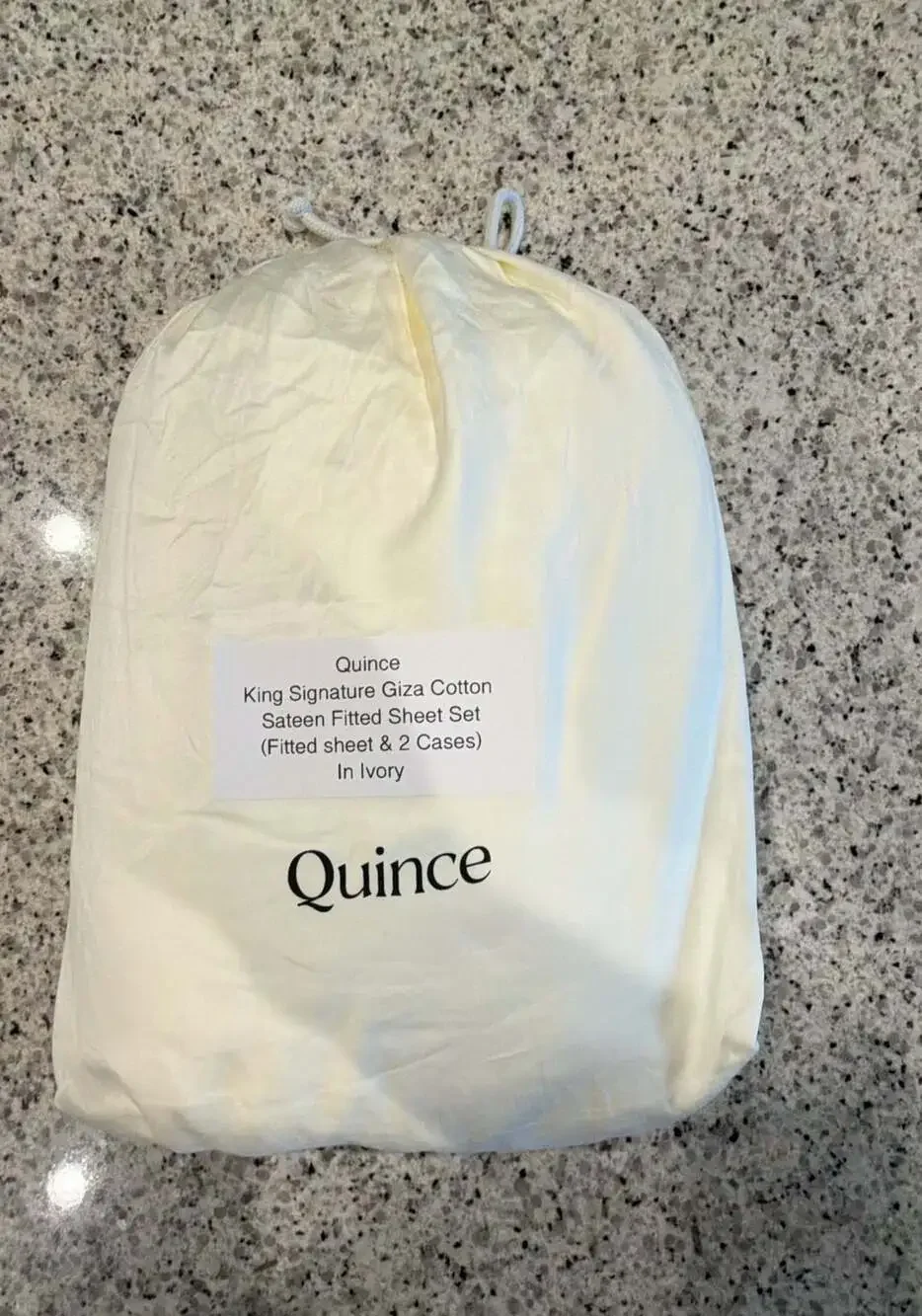 Quince King Signature Giza Cotton Sateen Fitted Sheet Set in Ivory
